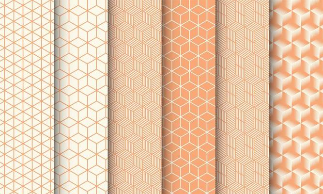 Orange cube seamless pattern set