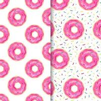 Set of donut seamless patterns vector