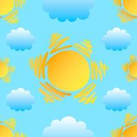 Sun and clouds seamless pattern vector