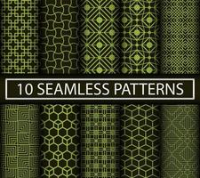 Set of green geometric patterns vector