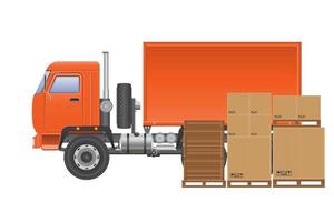 Orange cargo delivery truck  vector