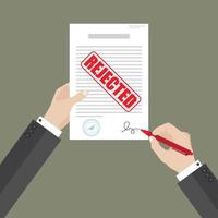 Business man signing rejected document vector