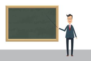 Male teacher with pointer at blackboard vector