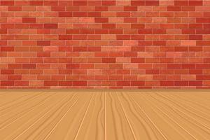 Empty room with brick wall and wooden floor vector