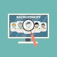 Recruitment website on monitor vector