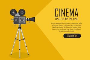 Retro cinema projector landing page vector