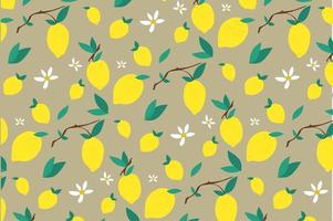 Lemon and Leaf Flower Pattern  vector