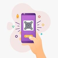 Smartphone QR code scanning vector