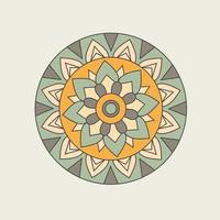 mandala floral circular verde y naranja vector