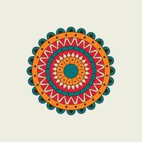 Red, Orange and Blue Mandala with Half Circles vector