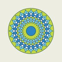 mandala azul y verde con anillo punteado vector