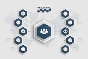 plantilla de infografía con formas hexagonales vector