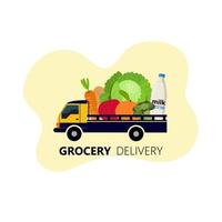 Grocery deliverydesign with truck carrying produce