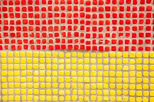 Red and yellow square tiles photo