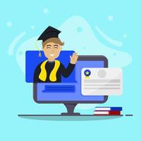 Virtual college graduation with certificate vector