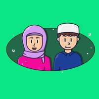 Islamic Girl and Boy  vector