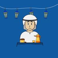 Man in Turban with Lanterns  vector