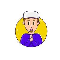 Muslim man with hands in prayer position   vector