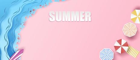 Summer background with umbrellas and waves  vector