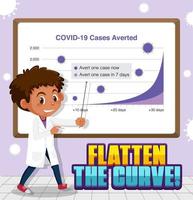 Coronavirus poster design with boy and covid 19 cases vector