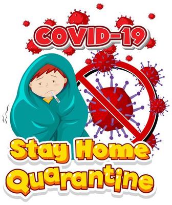 Stay home quarantine on white background