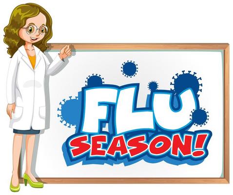 Flu season with doctor and board