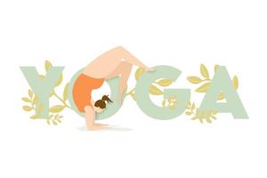 Woman in Yoga Pose in Front of Yoga Text vector