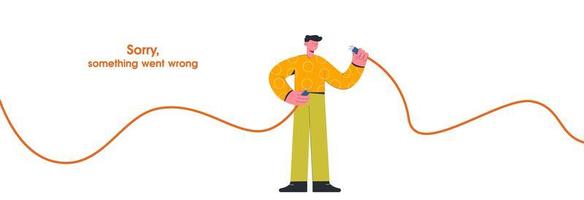 Guy holding unplugged internet cable  vector