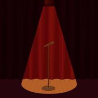 Microphone on empty scene surrounded by spotlight  vector