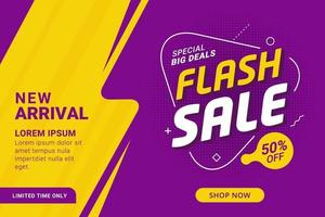 Purple and yellow flash sale discount banner 