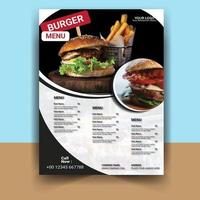 Menu Flyer for Burger Restaurant  vector