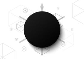 Black empty circle on geometric pattern vector