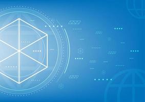Geometric futuristic shapes on blue gradient vector