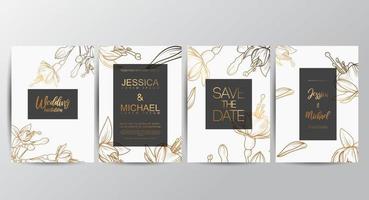 Floral wedding invitation cards vector