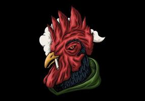 Red Rooster smoking  vector