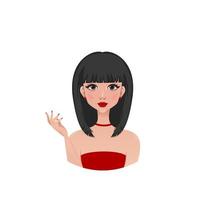 Girl with a bob in a red dress vector