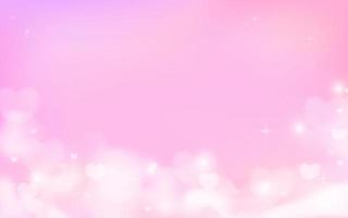 Pink sky with heart clouds and sparkles vector