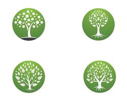 Tree symbol round icon set vector