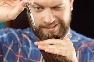 New haircut style in barber shop photo