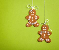 Happy Gingerbread People on Green photo