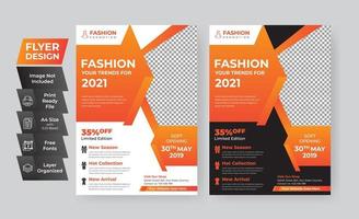 Orange Color Fashion Flyer Template Creative Design vector