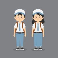 Cute Character Wearing Indonesian Senior High School Uniform vector