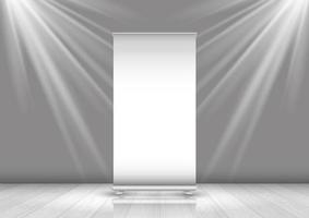 Business roll up banner in room with spotlights shining down vector