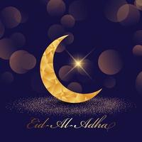 Decorative eid al adha background with low poly crescent  vector