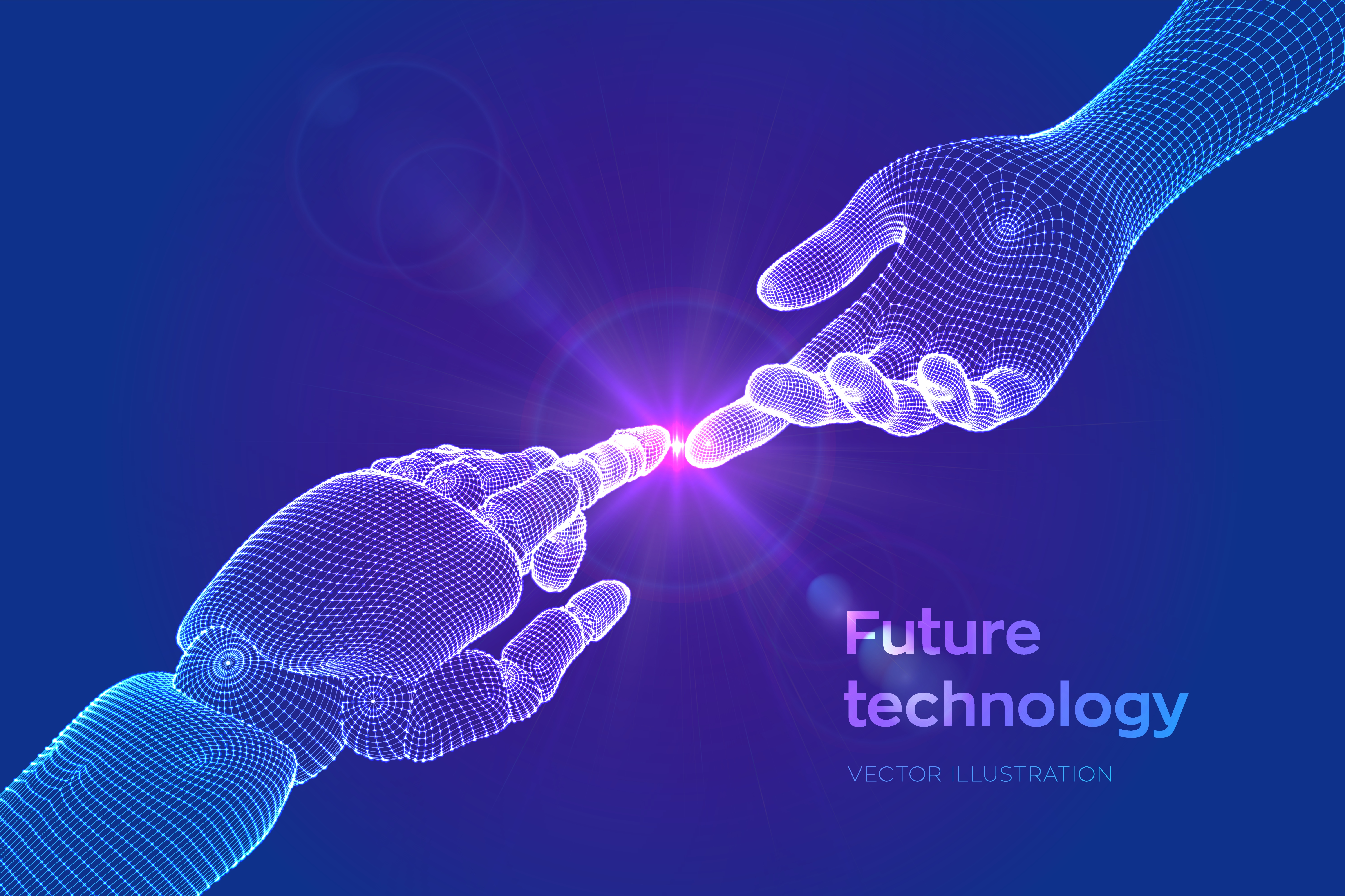 Hands Of Robot And Human Touching Download Free Vectors Clipart