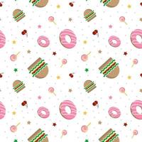 Hamburger and donuts pattern vector