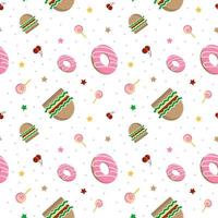 Hamburger and donuts pattern vector