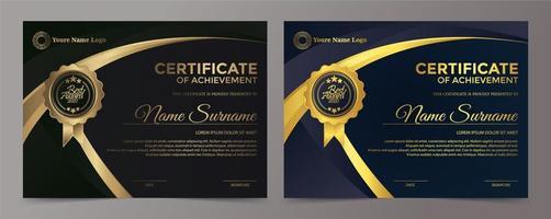 conjunto de plantillas de certificado premium dorado negro vector