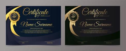 Black and gold certificate template set vector