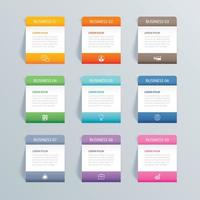 Infographics rectangle paper index with 9 data  vector